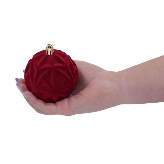 Palle di Natale in Plastica e Velluto D.8 cm Conf. da 6 Pz