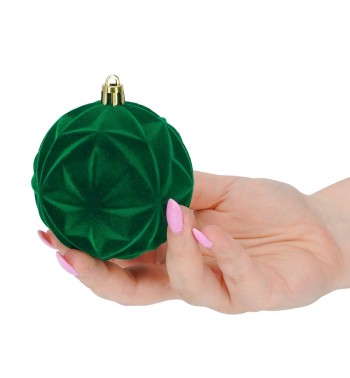 Palle di Natale in Plastica e Velluto D.8 cm Conf. da 6 Pz