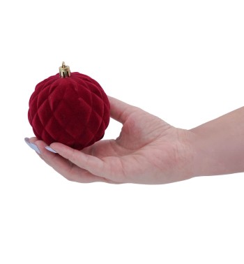 Palle di Natale in Plastica e Velluto D.8 cm Conf. da 6 Pz