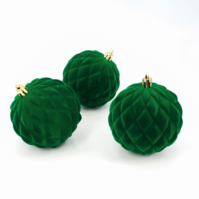 Palle di Natale in Plastica e Velluto D.8 cm Conf. da 6 Pz