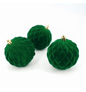 Palle di Natale in Plastica e Velluto D.8 cm Conf. da 6 Pz