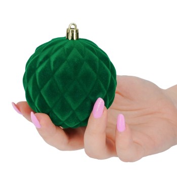 Palle di Natale in Plastica e Velluto D.8 cm Conf. da 6 Pz