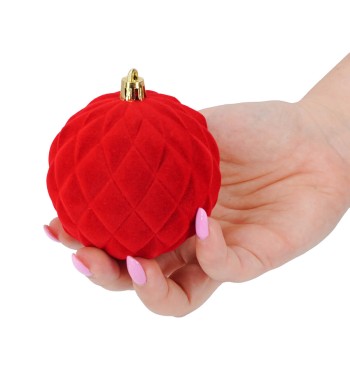 Palle di Natale in Plastica e Velluto D.8 cm Conf. da 6 Pz