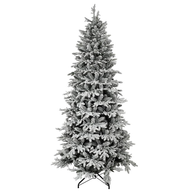 Albero di Natale Innevato Slim con Luci Led Incluse H.210 e 240 cm - Canada Slim Lux