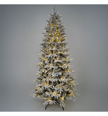 Albero di Natale Innevato Slim con Luci Led Incluse H.210 e 240 cm - Canada Slim Lux
