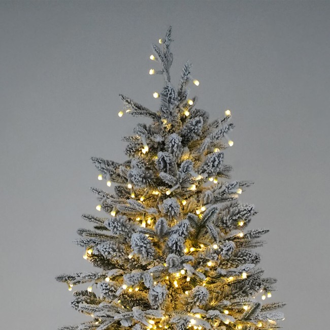Albero di Natale Innevato Slim con Luci Led Incluse H.210 e 240 cm - Canada Slim Lux