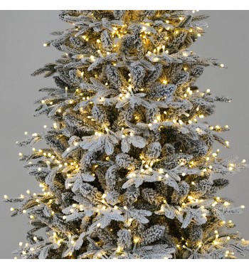Albero di Natale Innevato Slim con Luci Led Incluse H.210 e 240 cm - Canada Slim Lux