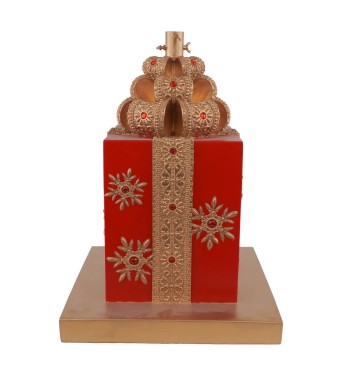Base per Albero di Natale a Forma di Pacco Regalo in Resina H.61 cm