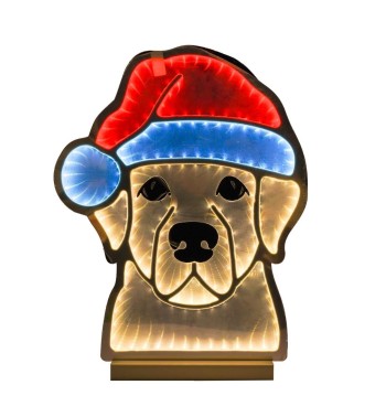 Cagnolino Luminoso Natalizio 3D con Effetto Infinity Mirror