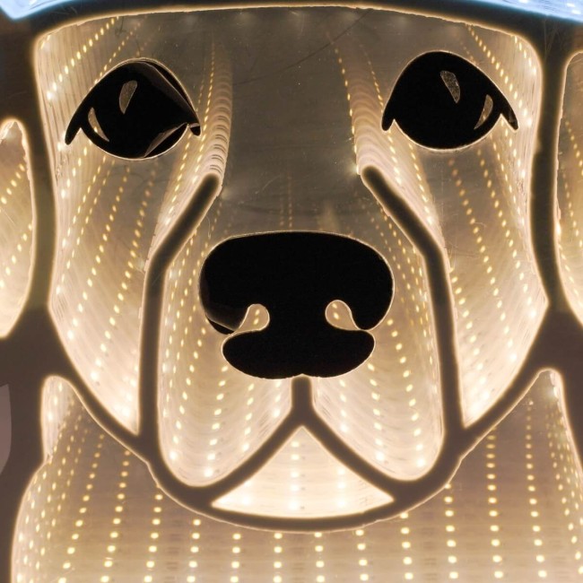 Cagnolino Luminoso Natalizio 3D con Effetto Infinity Mirror