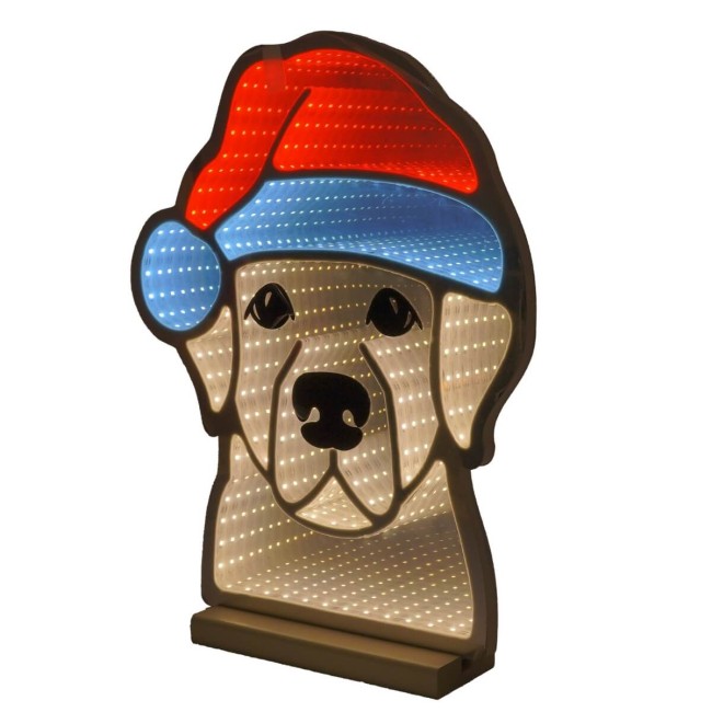 Cagnolino Luminoso Natalizio 3D con Effetto Infinity Mirror