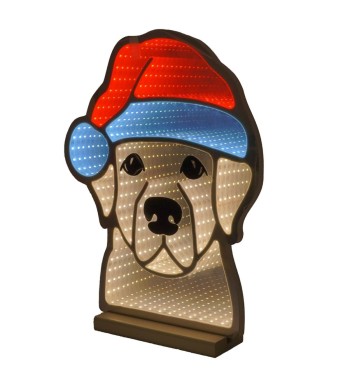 Cagnolino Luminoso Natalizio 3D con Effetto Infinity Mirror