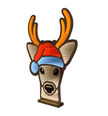 Renna Natalizia Luminosa 3D con Effetto Infinity Mirror