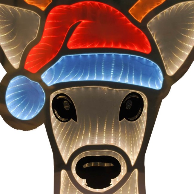 Renna Natalizia Luminosa 3D con Effetto Infinity Mirror