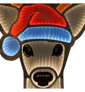 Renna Natalizia Luminosa 3D con Effetto Infinity Mirror