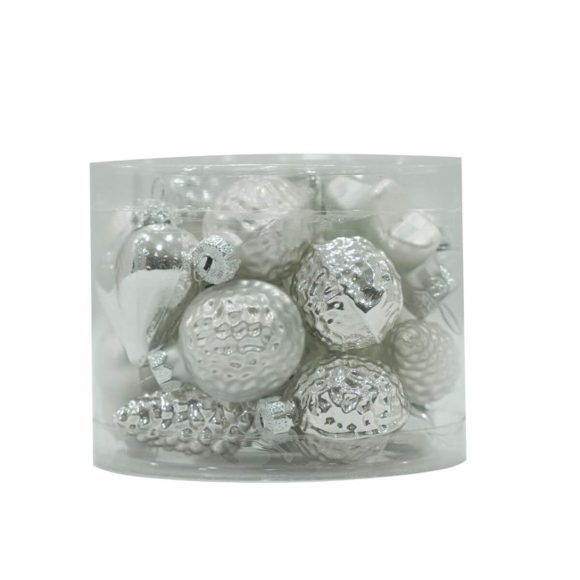 Decori Natalizi in Vetro Lucido e Opaco Conf. da 20 Pz