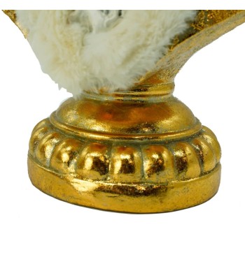 Busto di Babbo Natale in Resina Bianco e Oro H. 32 cm