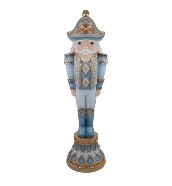 Schiaccianoci Natalizio Azzurro e Oro in Resina H.183,5 cm