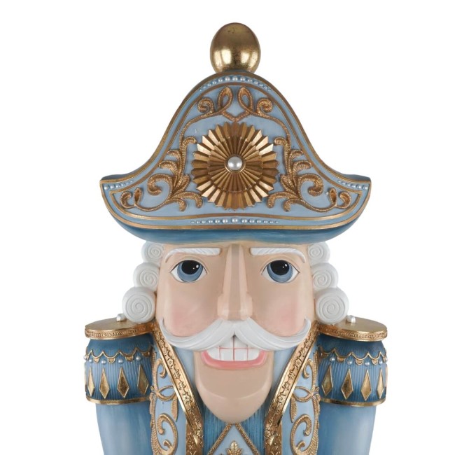 Schiaccianoci Natalizio Azzurro e Oro in Resina H.183,5 cm