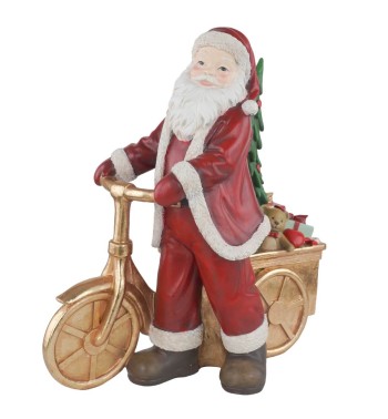 Babbo Natale con Bici in Resina H.47,5 cm