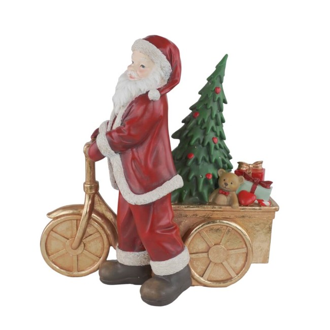 Babbo Natale con Bici in Resina H.47,5 cm