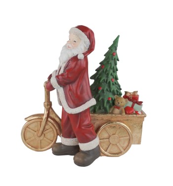 Babbo Natale con Bici in Resina H.47,5 cm