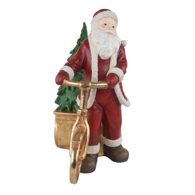 Babbo Natale con Bici in Resina H.47,5 cm