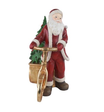 Babbo Natale con Bici in Resina H.47,5 cm