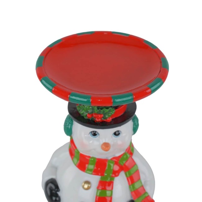 Candelabro Pupazzo di Neve in Resina H.22,9 cm