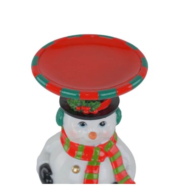 Candelabro Pupazzo di Neve in Resina H.22,9 cm