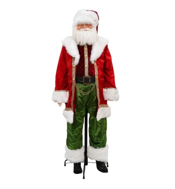Babbo Natale su Stand con Abito Rosso e Verde H.170 cm