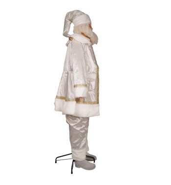 Babbo Natale su Stand con Abito Bianco e Oro H.190 cm