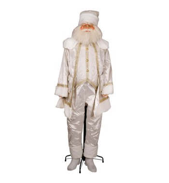 Babbo Natale su Stand con Abito Bianco e Oro H.190 cm