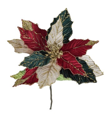 Fiore Poinsettia Natalizia in Velluto 60 cm