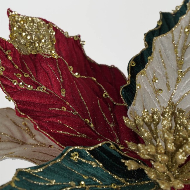 Fiore Poinsettia Natalizia in Velluto 60 cm