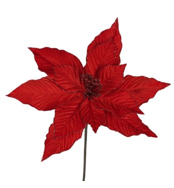 Poinsettia Natalizia in Velluto Rosso 60 cm