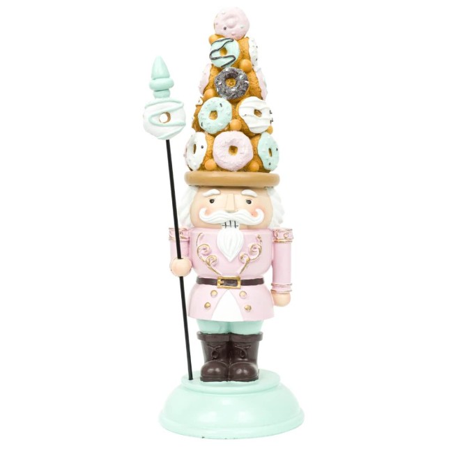 Schiaccianoci Natalizio con Cappello di Ciambelle H.33,5 cm