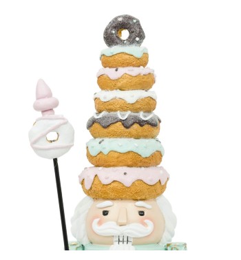 Schiaccianoci Natalizio con Cappello di Ciambelle H.29,5 cm