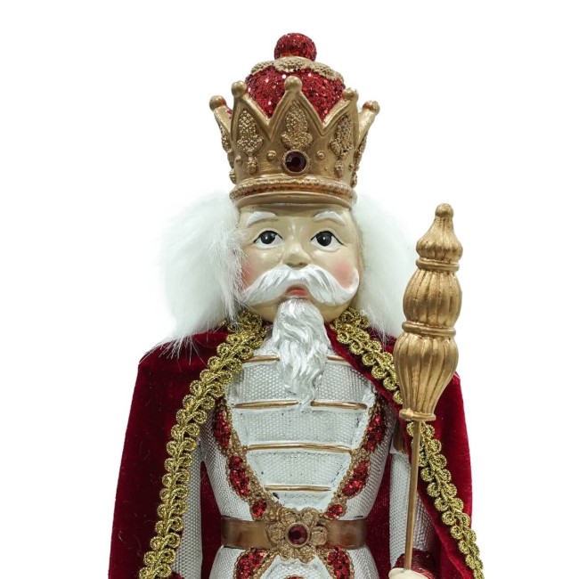 Schiaccianoci di Natale in Resina con Mantello e Scettro H.39 cm