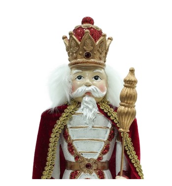 Schiaccianoci di Natale in Resina con Mantello e Scettro H.39 cm