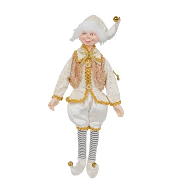 Elfo Natalizio in Velluto Bianco e Oro 2 Miusre