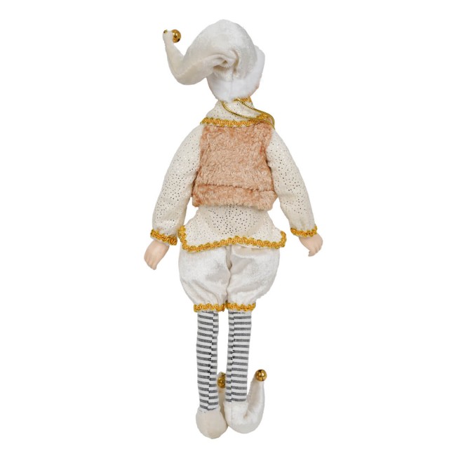 Elfo Natalizio in Velluto Bianco e Oro 2 Miusre