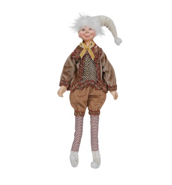 Elfo Natalizio Elegante in Velluto Beige 2 Misure