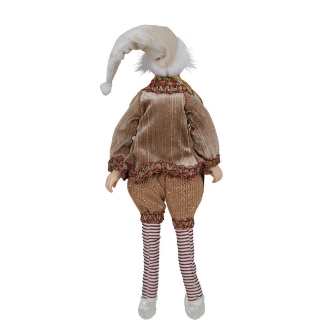 Elfo Natalizio Elegante in Velluto Beige 2 Misure