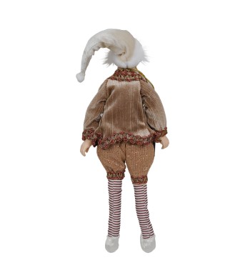 Elfo Natalizio Elegante in Velluto Beige 2 Misure