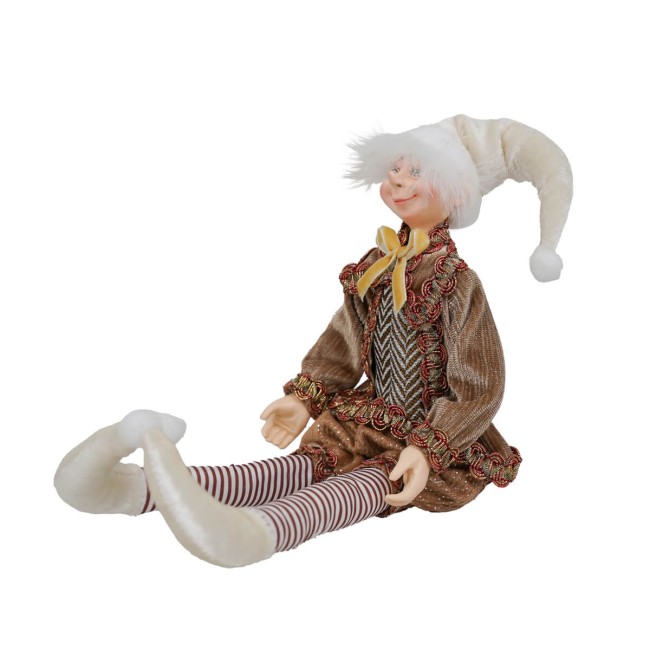 Elfo Natalizio Elegante in Velluto Beige 2 Misure