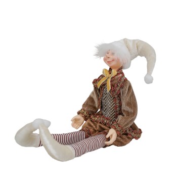 Elfo Natalizio Elegante in Velluto Beige 2 Misure