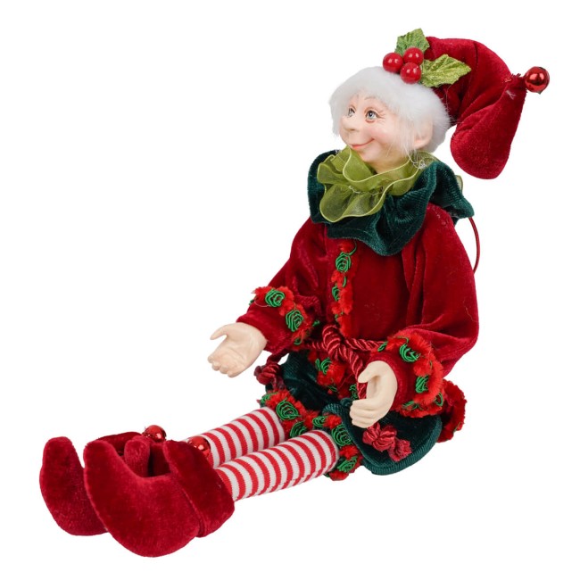 Elfo Natalizio con Abito in Velluto 2 Misure