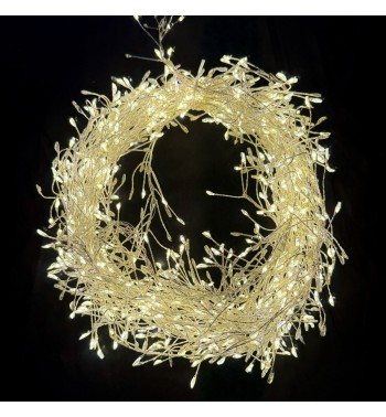 Catena Luminosa Cluster con 1500 Led Bianco Caldo Cavo Gold 10 m - IP44