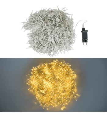 Catena Luminosa Cluster con 2400 Microled Bianco Naturale – Cavo Trasparente 24 metri